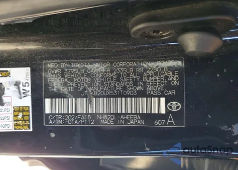 2005 Toyota Prius z USA, uszkodzony, nr VIN JTDKB20UX53110903